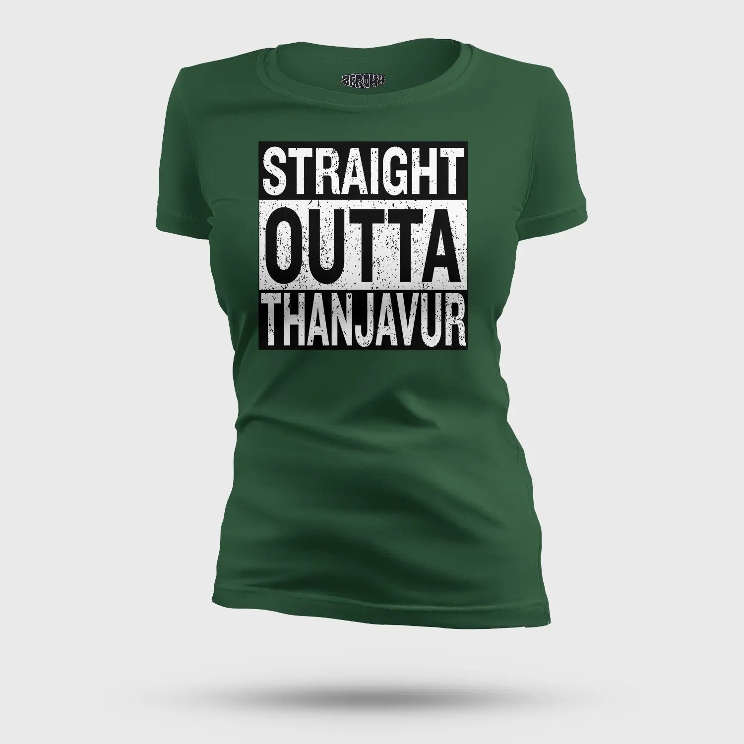 Straight Outta Thanjavur Women's T-Shirt in Bottle Green Color