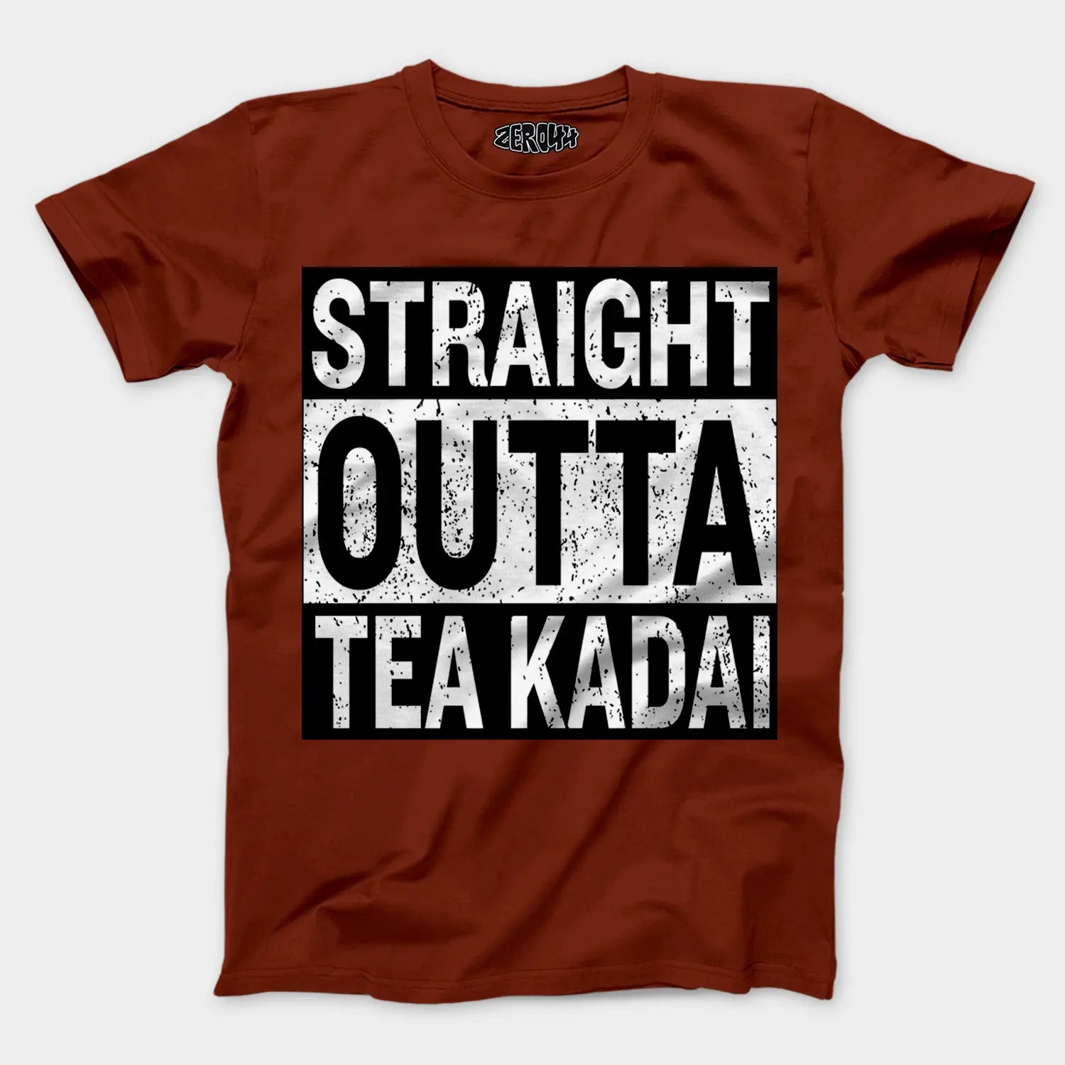 Straight Outta Tea Kadai Men/Unisex T-Shirt in Brick Red Color
