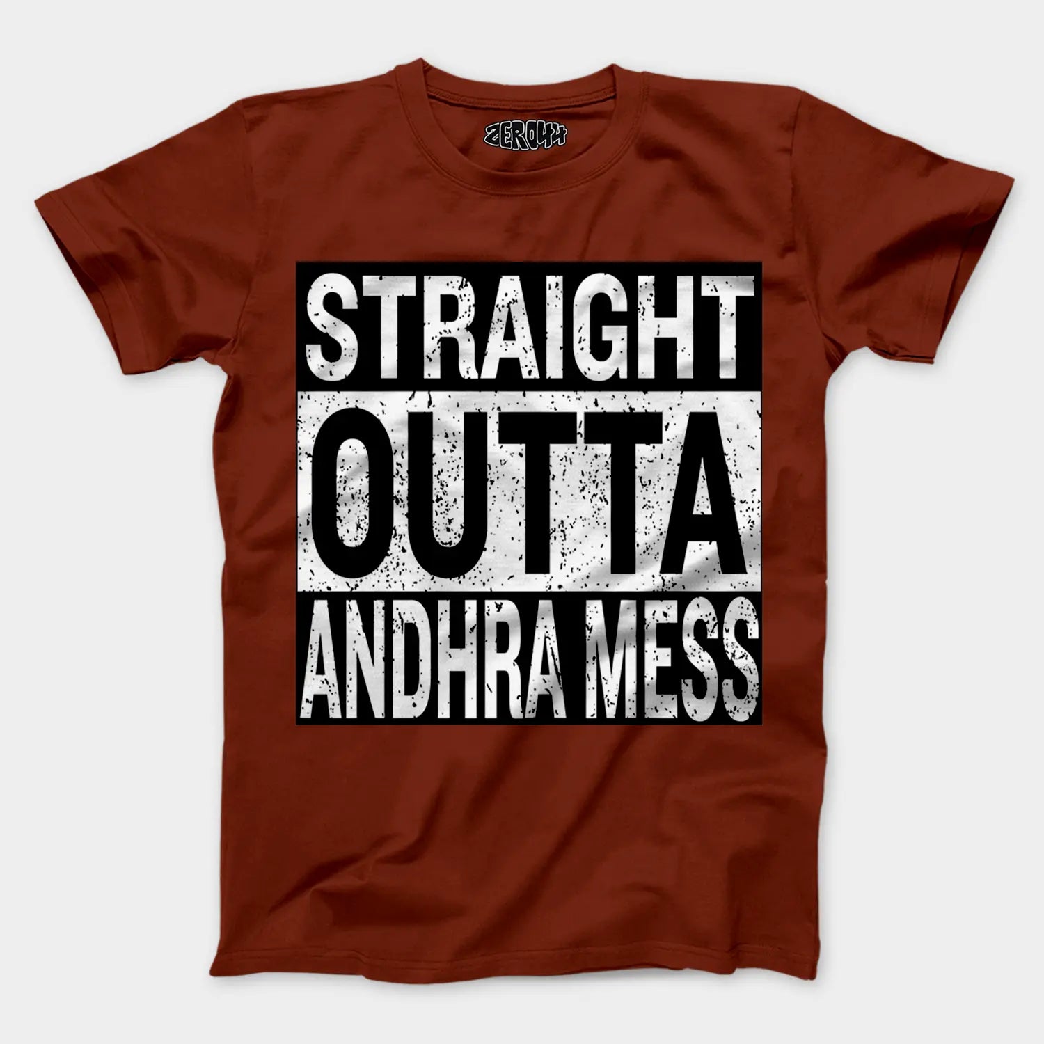 Straight Outta Andhra Mess Men/Unisex T-Shirt in Brick Red Color