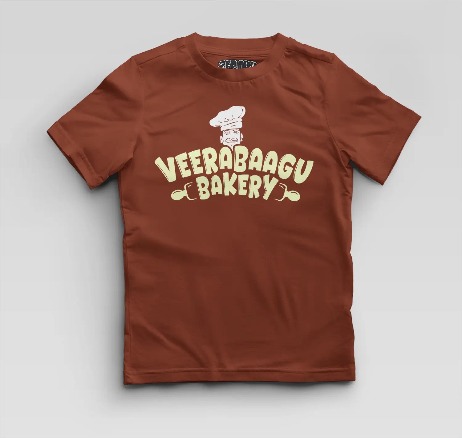 Veerabaagu Bakery Boys Round Neck T-Shirt in Brick Red Color