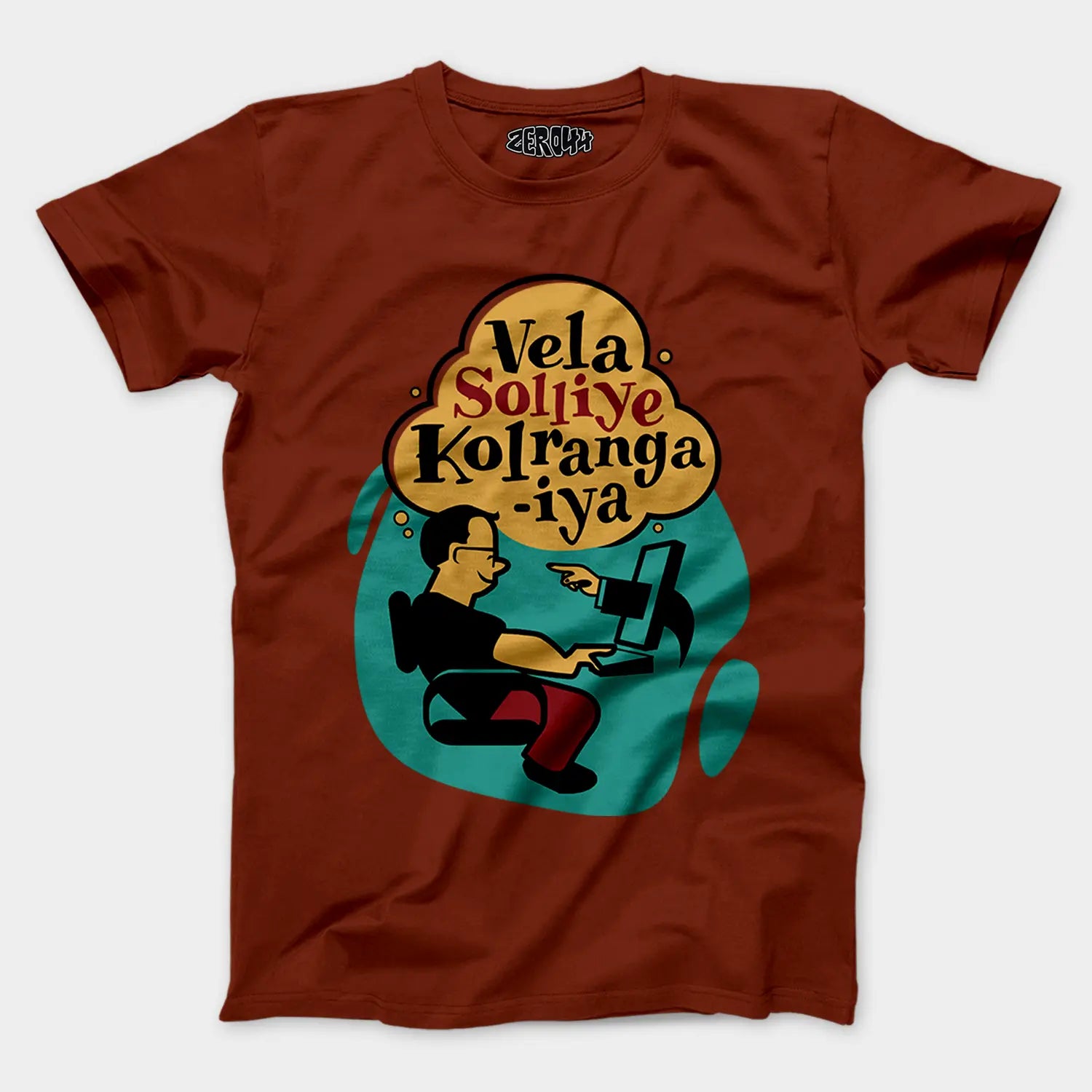 Vela Soliye Kolrangaiya Men/Unisex T-Shirt in Brick Red Color