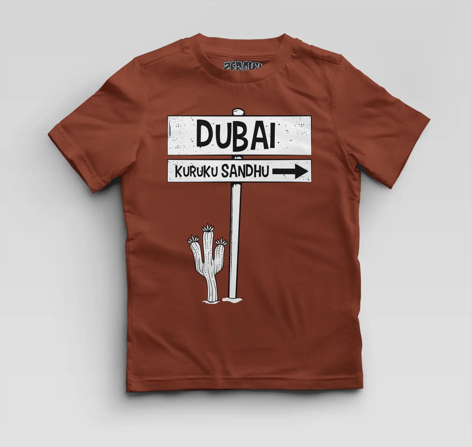 Dubai Kuruku Sandhu Boys Round Neck T-Shirt in Brick Red Color