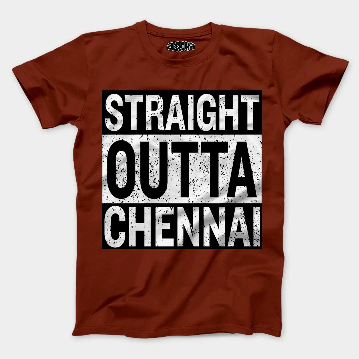 Straight Outta Chennai Men/Unisex T-Shirt in Brick Red Color