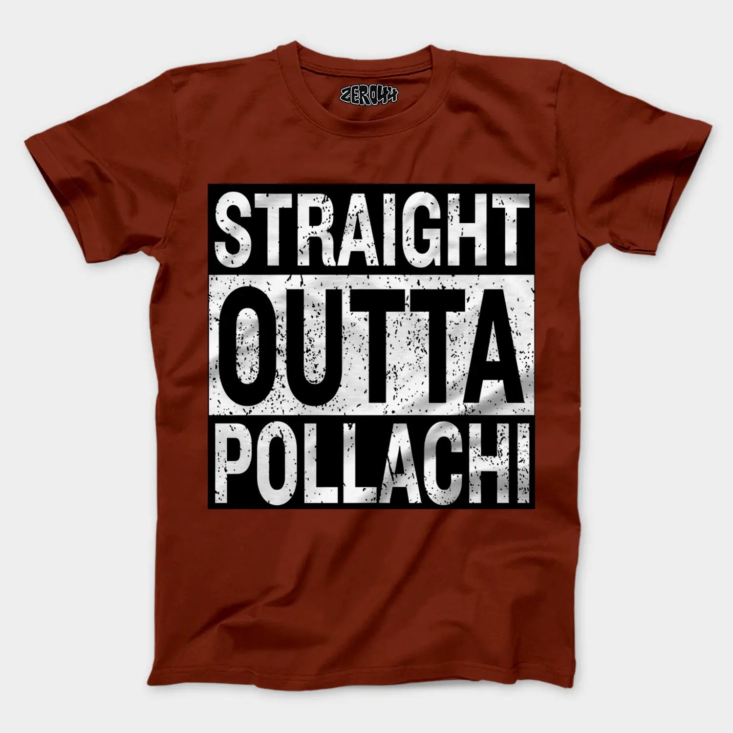 Straight Outta Pollachi Men/Unisex T-Shirt in Brick Red Color