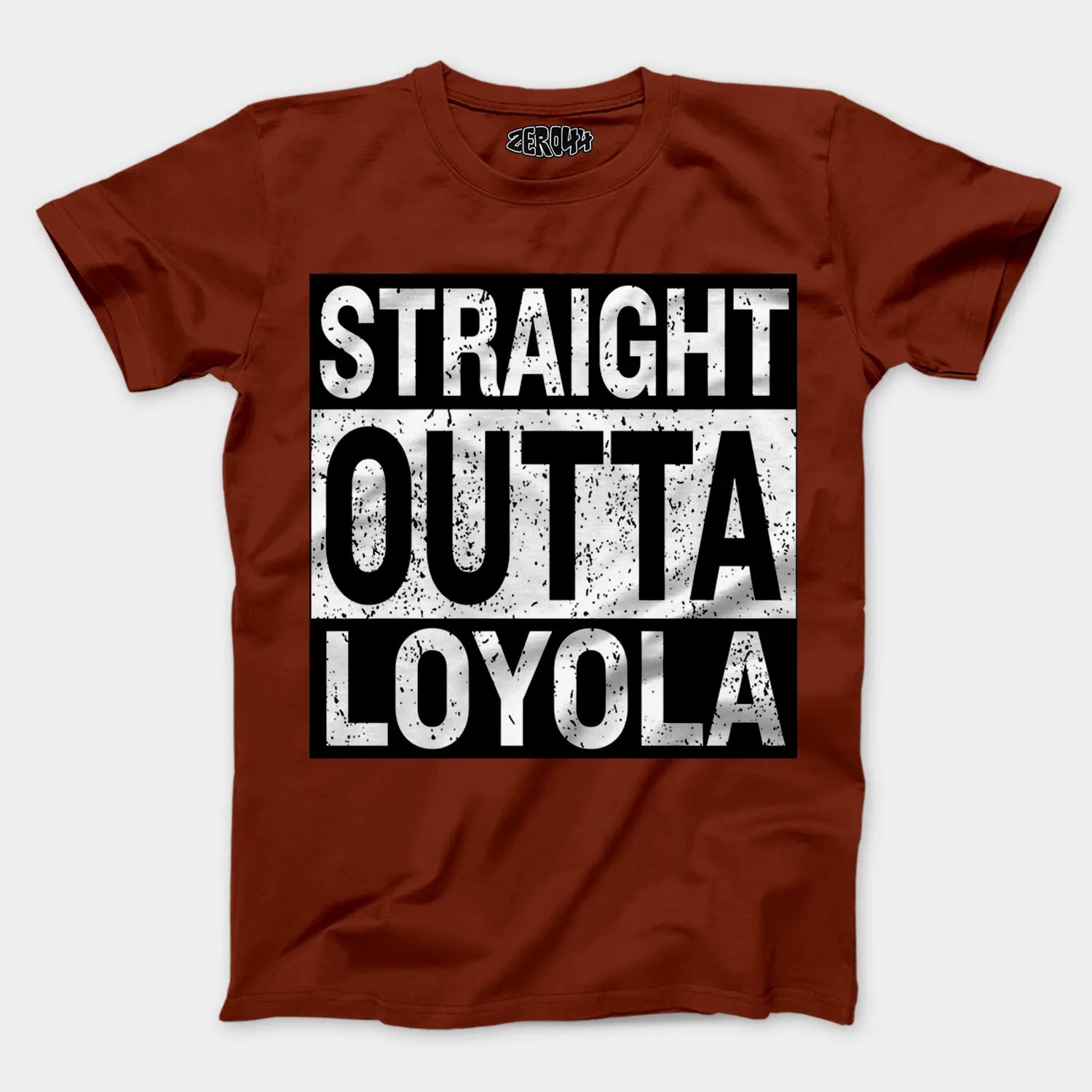 Straight Outta Loyola Men/Unisex T-Shirt in Brick Red Color