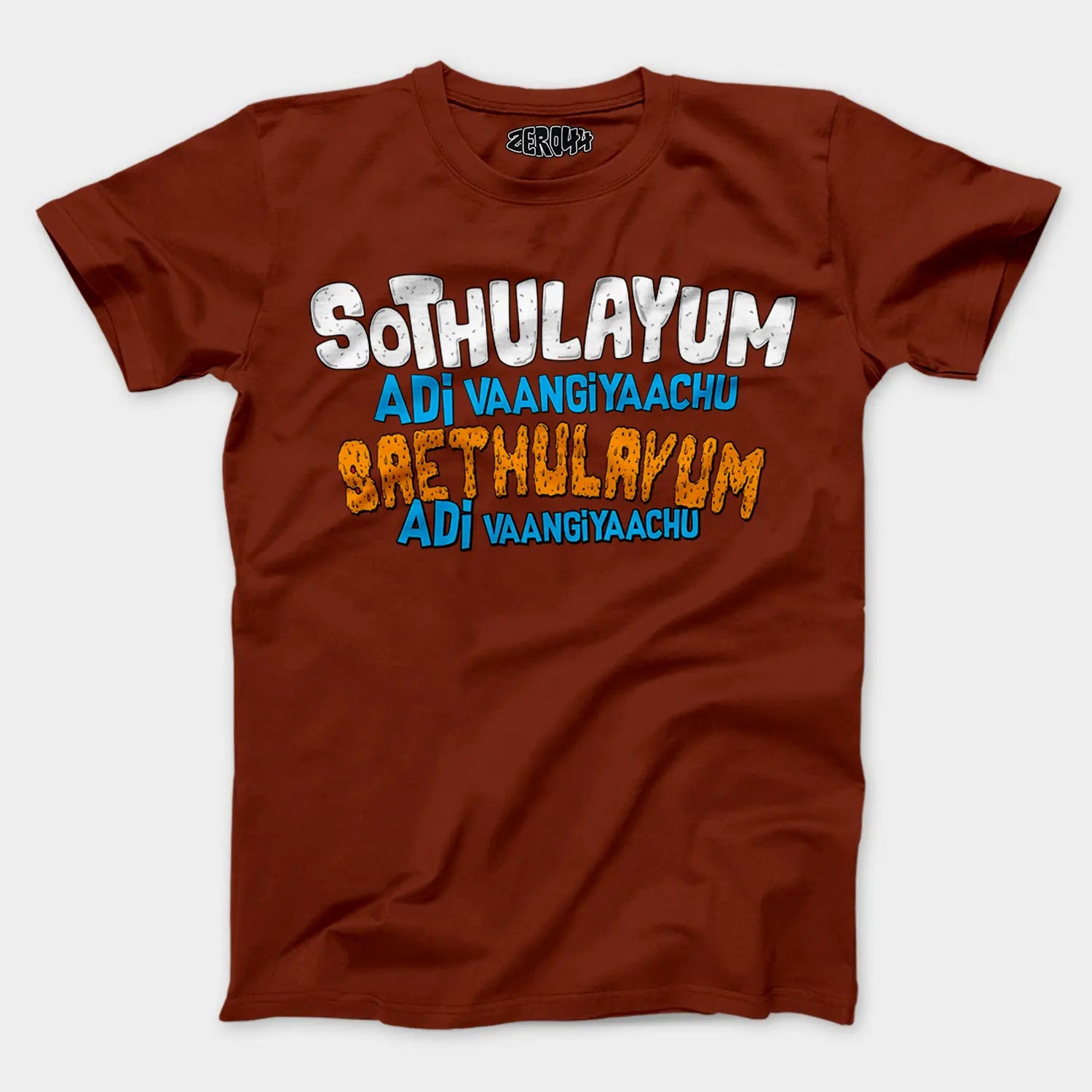 Sothulayum Adi Vaangiyaachu Saethulayum Adi Vaangiyaachu Men/Unisex T-Shirt in Brick Red Color