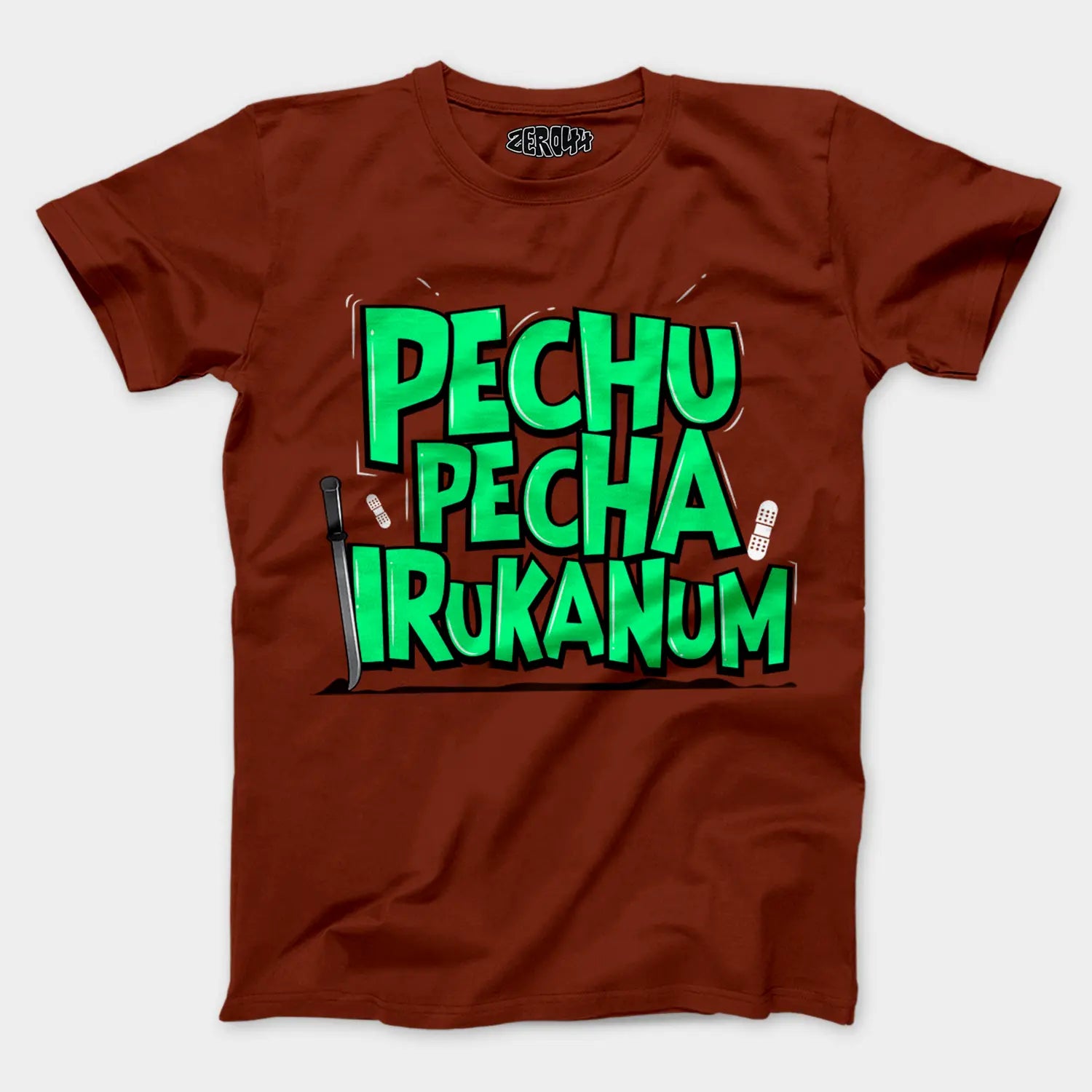 Pechu Pecha Irrukanum Men/Unisex T-Shirt in Brick Red Color