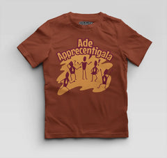 Ade Apprecentingala Boys Round Neck T-Shirt in Brick Red Color