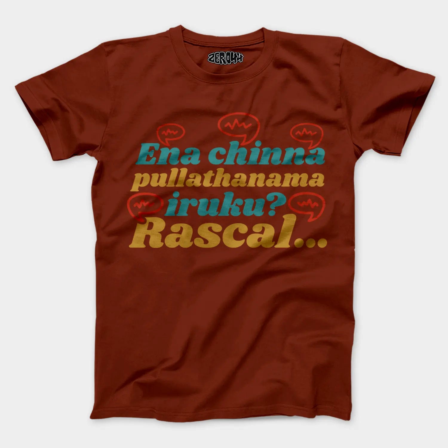 Ena Chinna Pulla Thanama Iruku Rascal Men/Unisex T-Shirt in Brick Red Color