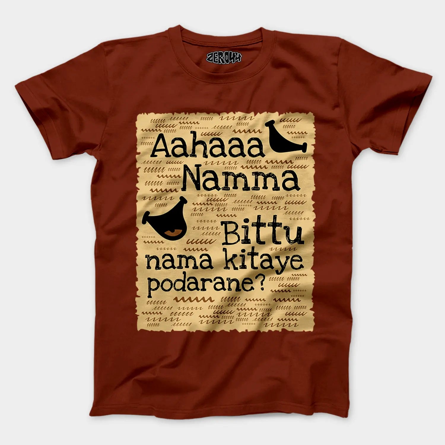 Aahaaa Namma Bittu Nama Kitaye Podarane Men/Unisex T-Shirt in Brick Red Color