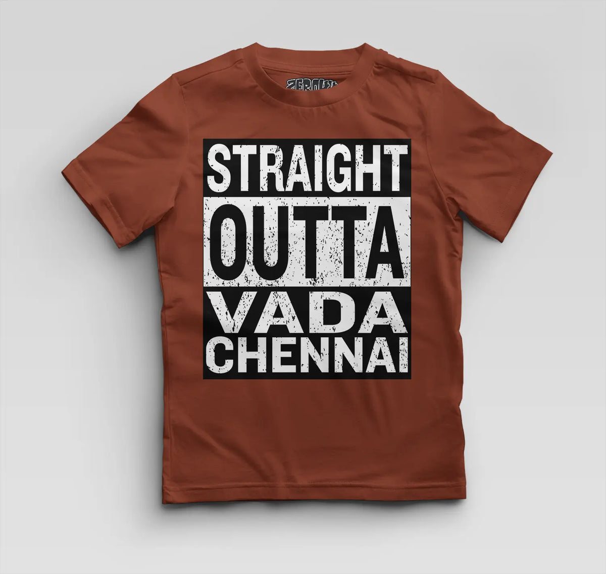 Straight Outta Vada Chennai Boys Round Neck T-Shirt in Brick Red Color