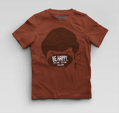 Be Happy Cool Down Cool Down Cool Down Boys Round Neck T-Shirt in Brick Red Color