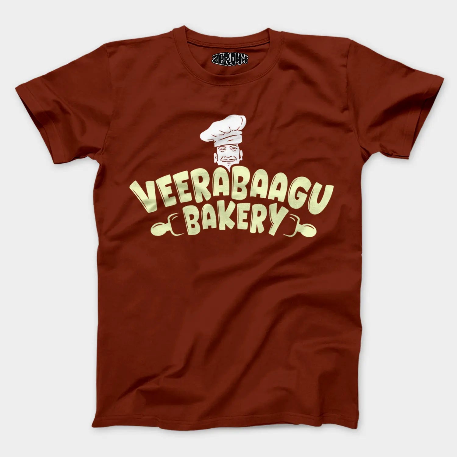 Veerabaagu Bakery Men/Unisex T-Shirt in Brick Red Color