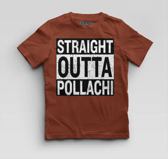 Straight Outta Pollachi Boys Round Neck T-Shirt in Brick Red Color