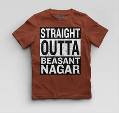 Straight Outta Beasant Nagar Boys Round Neck T-Shirt in Brick Red Color