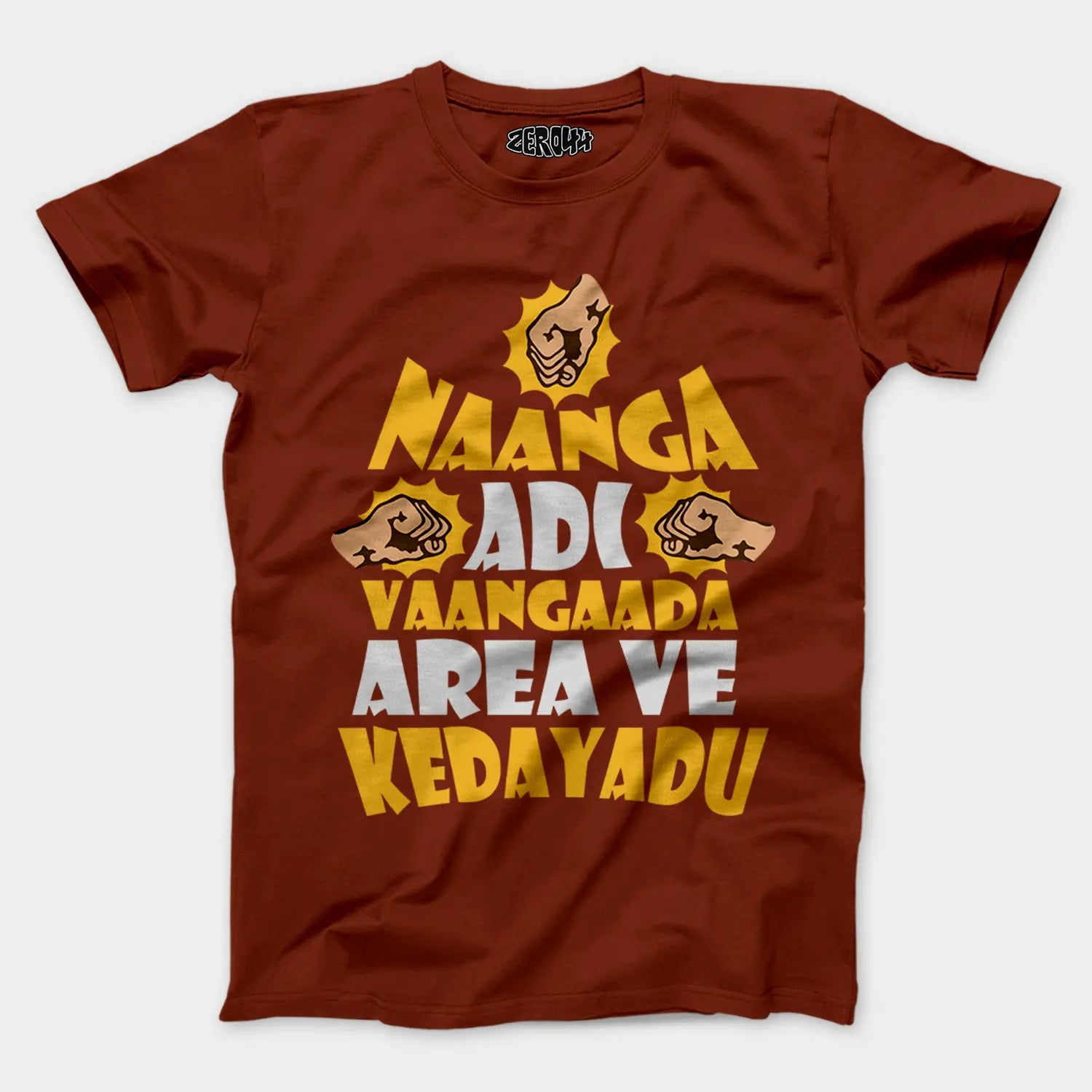 Naanga Adi Vaangada Area Ve Kedayadu Men/Unisex T-Shirt in Brick Red Color