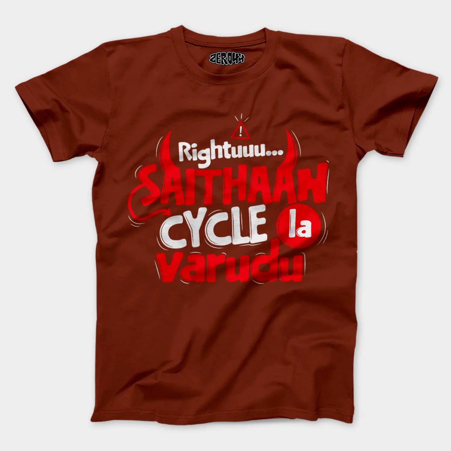 Rightuuu.. Saithaan Cycle La Varudhu Men/Unisex T-Shirt in Brick Red Color