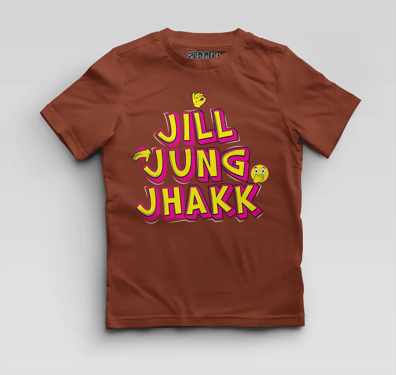Jill Jung Jhakk Boys Round Neck T-Shirt in Brick Red Color