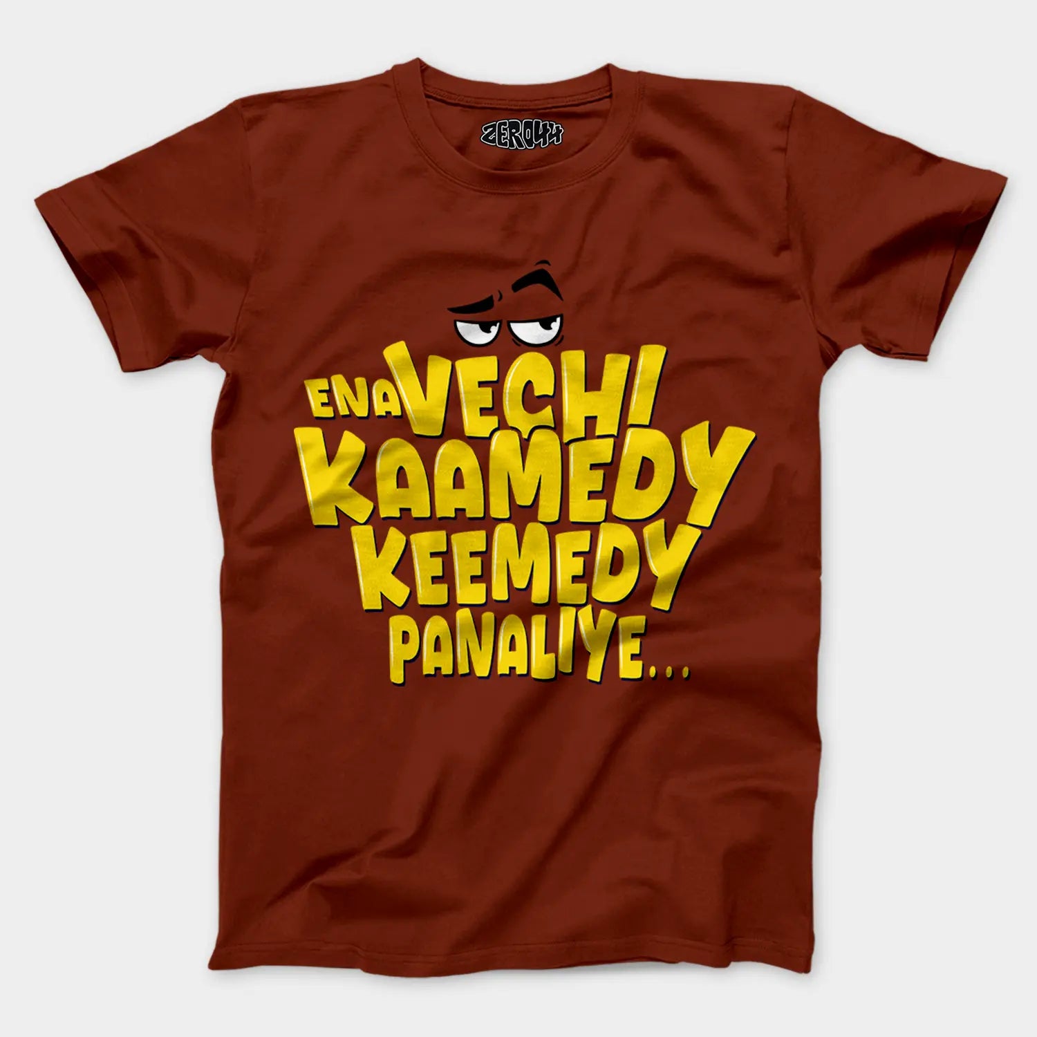 Ena Vechi Kaamedy Keemady Panaliye Men/Unisex T-Shirt in Brick Red Color