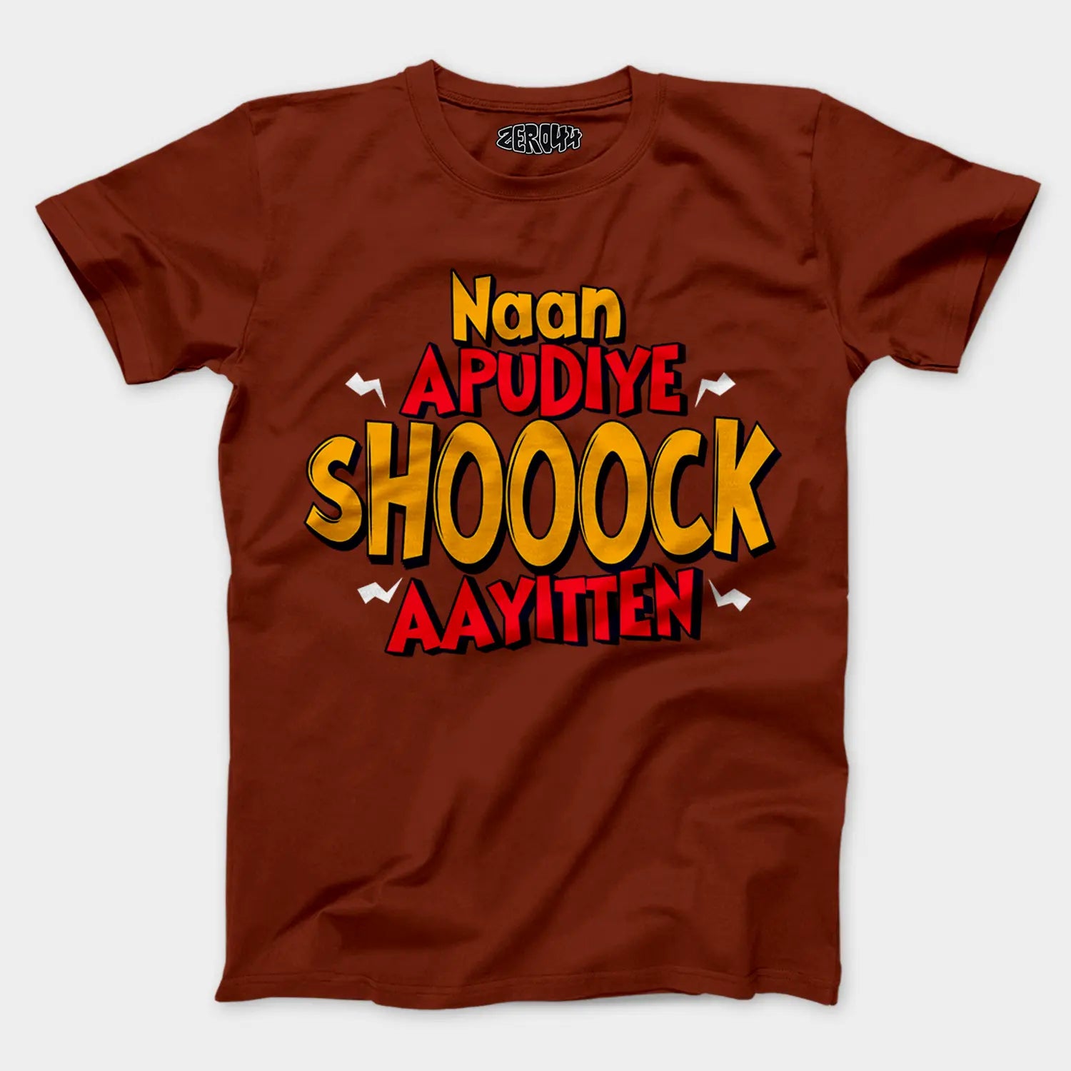 Naan Apudiye Shoooock Aayitten Men/Unisex T-Shirt in Brick Red Color