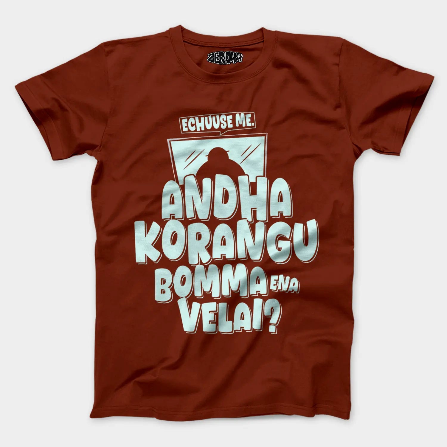 Echuuse Me Andha Korangu Bomma Ena Velai Men/Unisex T-Shirt in Brick Red Color