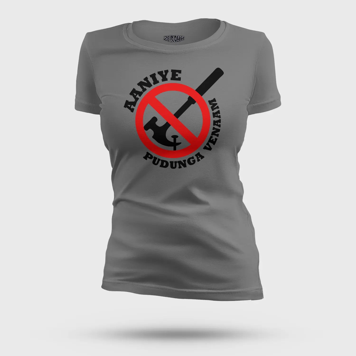 Aaniye Pudunga Venaam Women's T-Shirt in Charcoal Melange Color