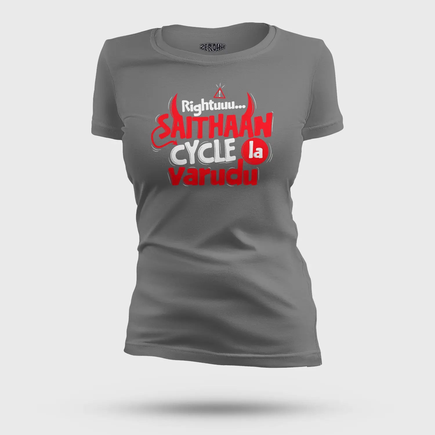 Rightuuu.. Saithaan Cycle La Varudhu Women's T-Shirt in Charcoal Melange Color