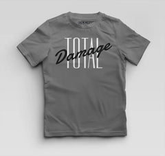 Total Damage Boys Round Neck T-Shirt in Charcoal Melange Color