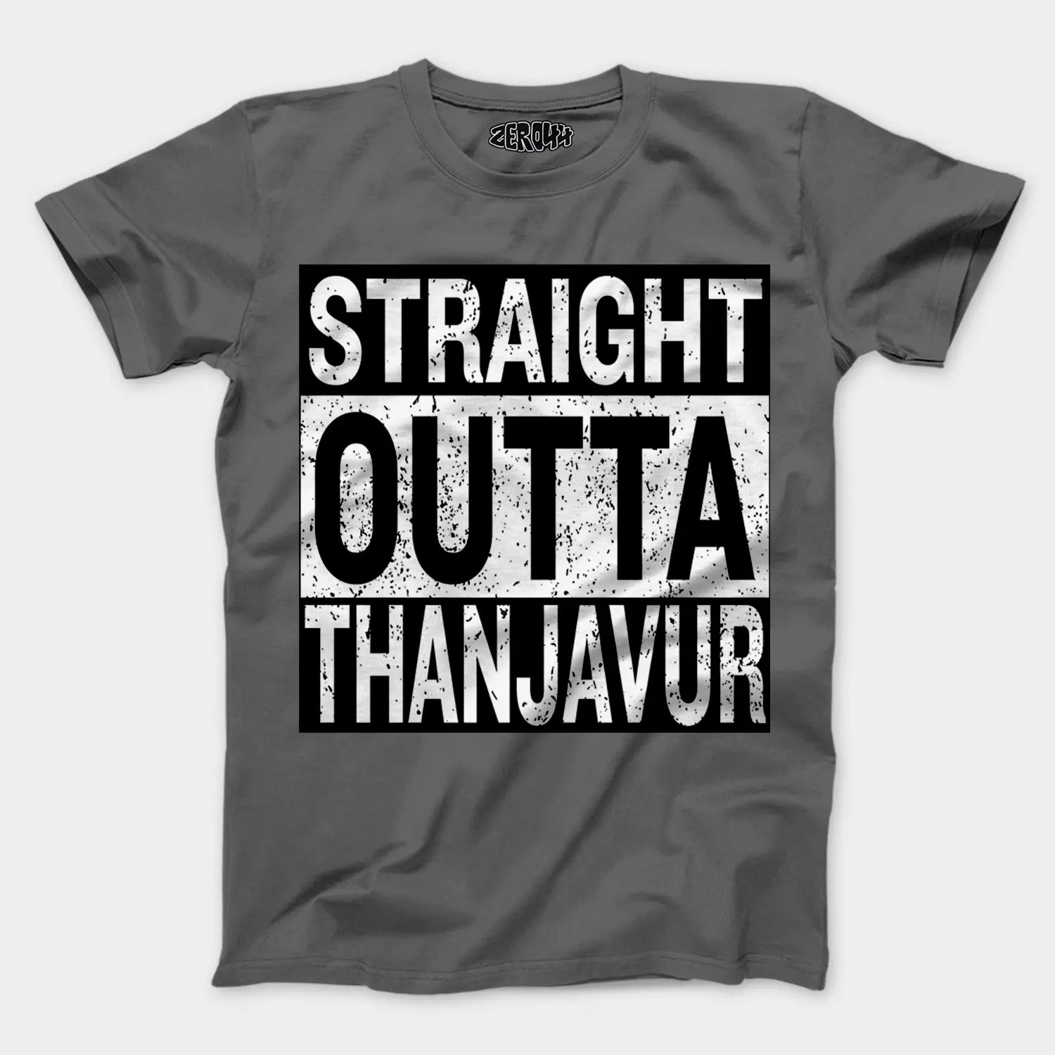 Straight Outta Thanjavur Men/Unisex T-Shirt in Charcoal Melange Color