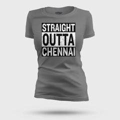 Straight Outta Chennai Women's T-Shirt in Charcoal Melange Color