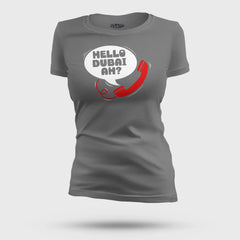 Hello Dubai Ah? Women's T-Shirt in Charcoal Melange Color