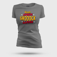 Naan Apudiye Shoooock Aayitten Women's T-Shirt in Charcoal Melange Color