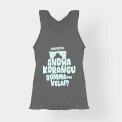 Echuuse Me Andha Korangu Bomma Ena Velai Women's Tank Top in Charcoal Melange Color