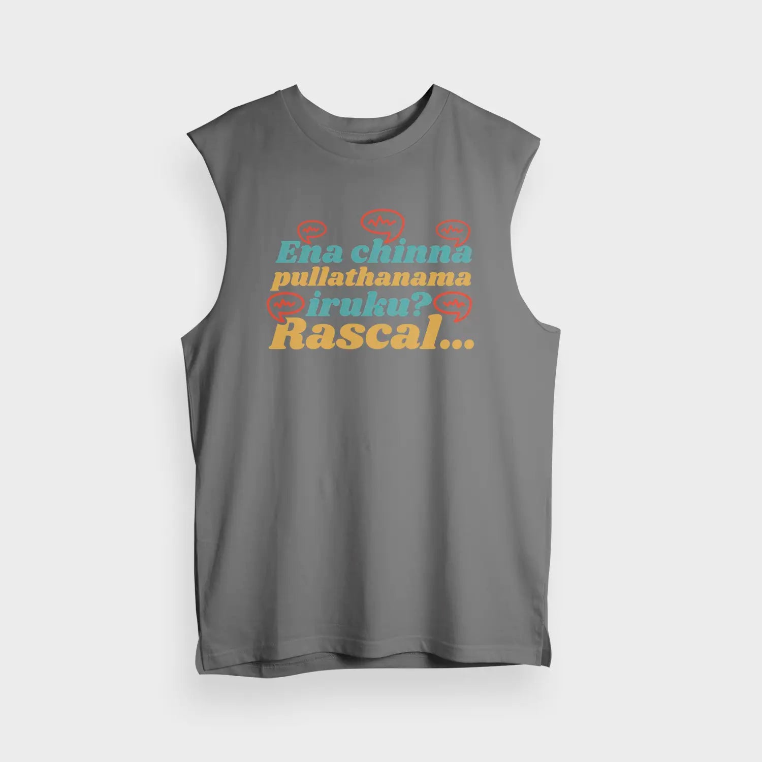 Ena Chinna Pulla Thanama Iruku Rascal Men/Unisex Tank Top in Charcoal Melange Color