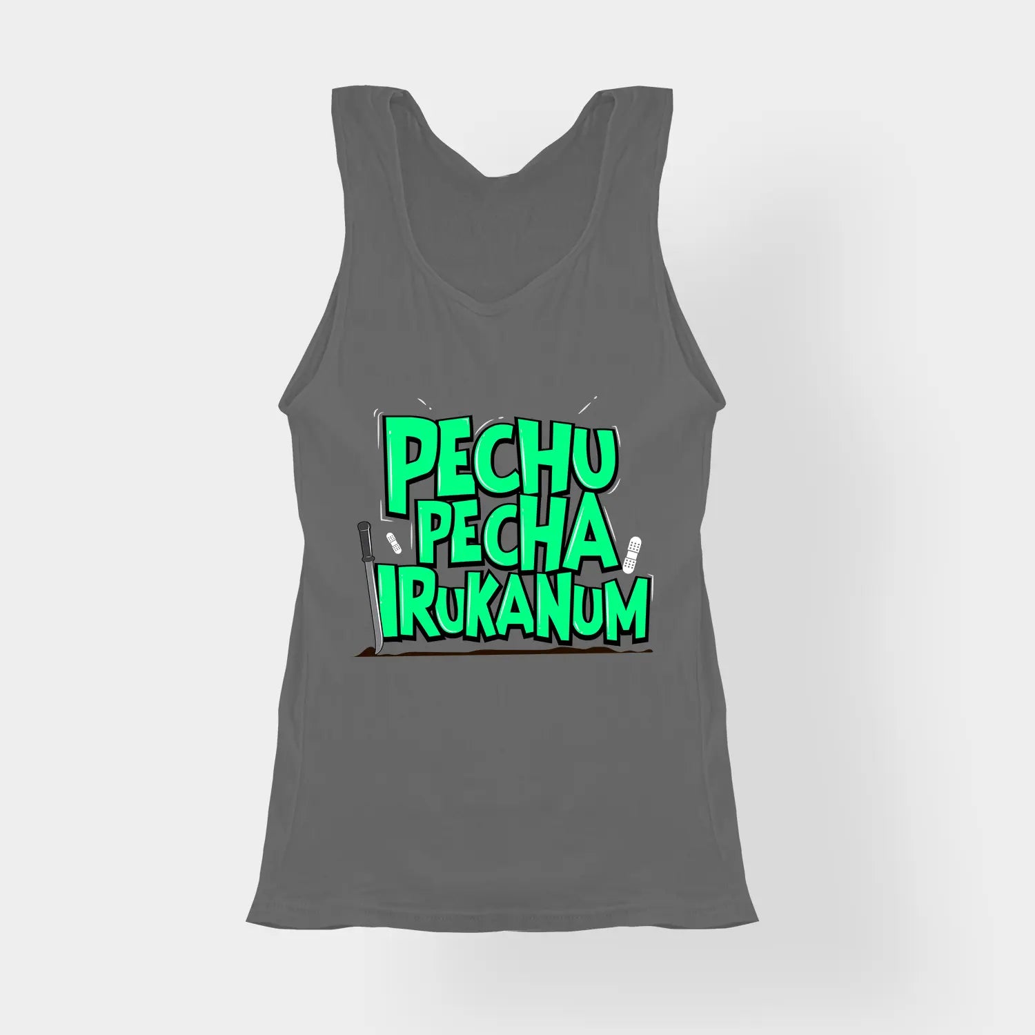 Pechu Pecha Irrukanum Women's Tank Top in Charcoal Melange Color