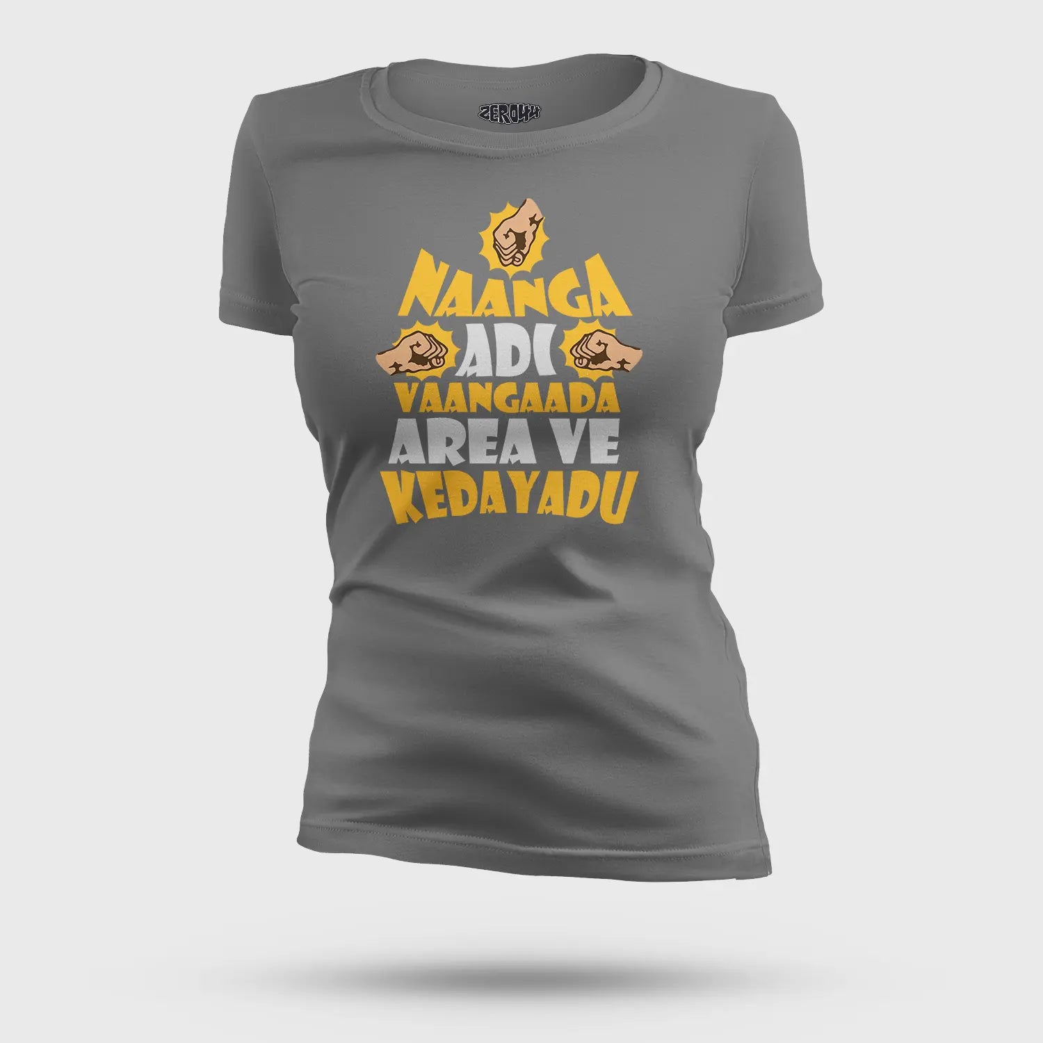 Naanga Adi Vaangada Area Ve Kedayadu Women's T-Shirt in Charcoal Melange Color