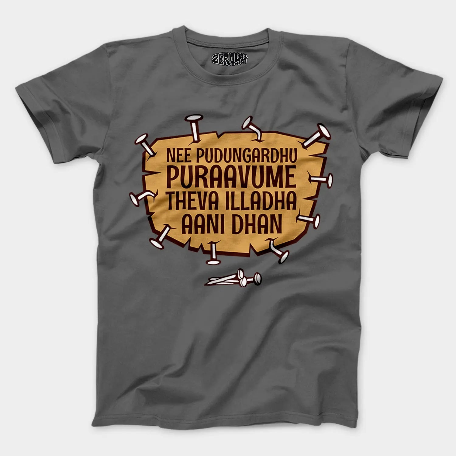 Nee Pudungurathu Puraavume Theva Illadha Aani Dhan Men/Unisex T-Shirt in Charcoal Melange Color