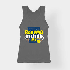Babyma Belieuv Me Women's Tank Top in Charcoal Melange Color