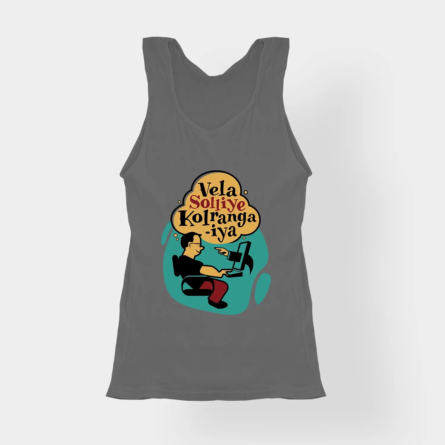 Vela Soliye Kolrangaiya Women's Tank Top in Charcoal Melange Color