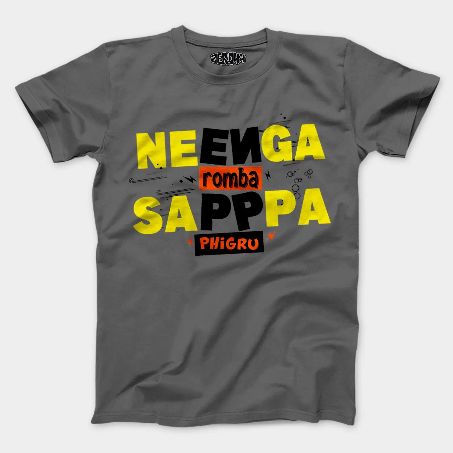 Neenga Romba Sappaa Phigru Men/Unisex T-Shirt in Charcoal Melange Color