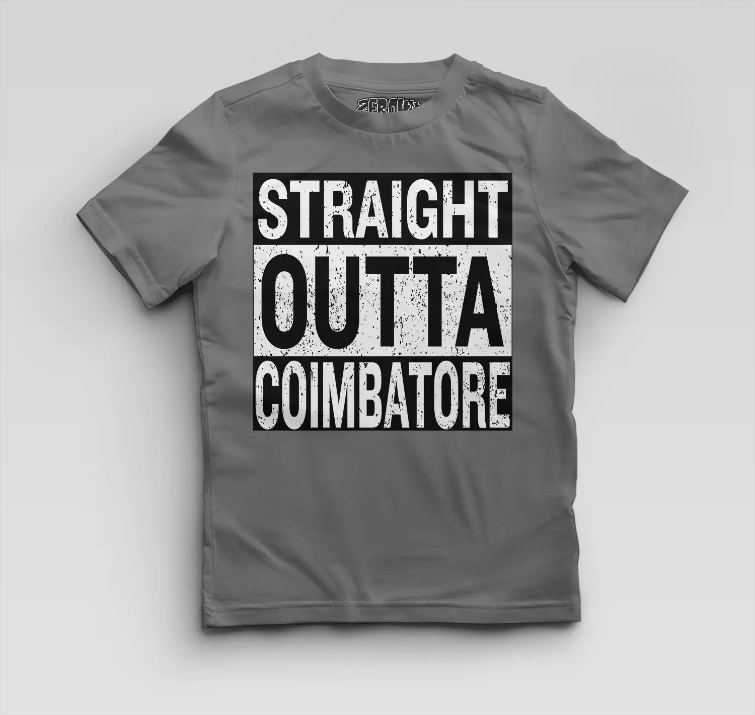 Straight Outta Coimbatore Boys Round Neck T-Shirt in Charcoal Melange Color