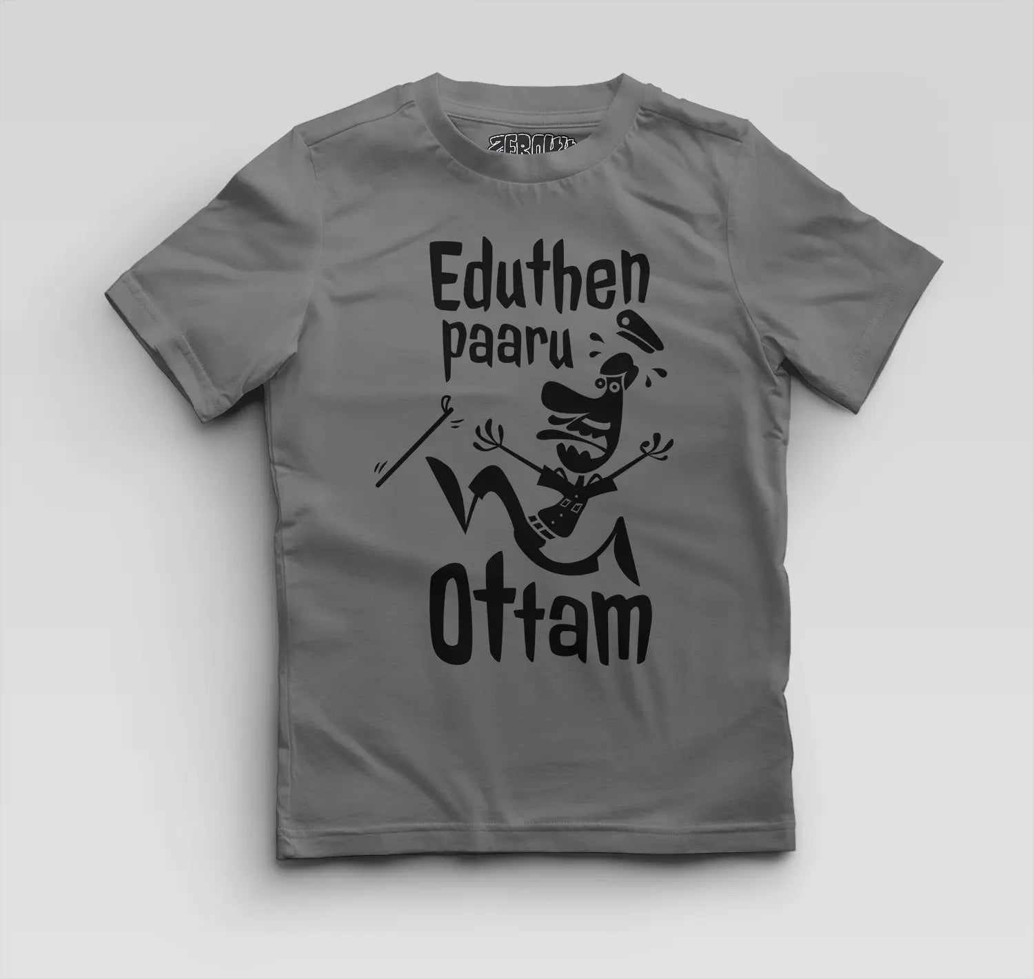 Eduthen Paaru Ottam Boys Round Neck T-Shirt in Charcoal Melange Color