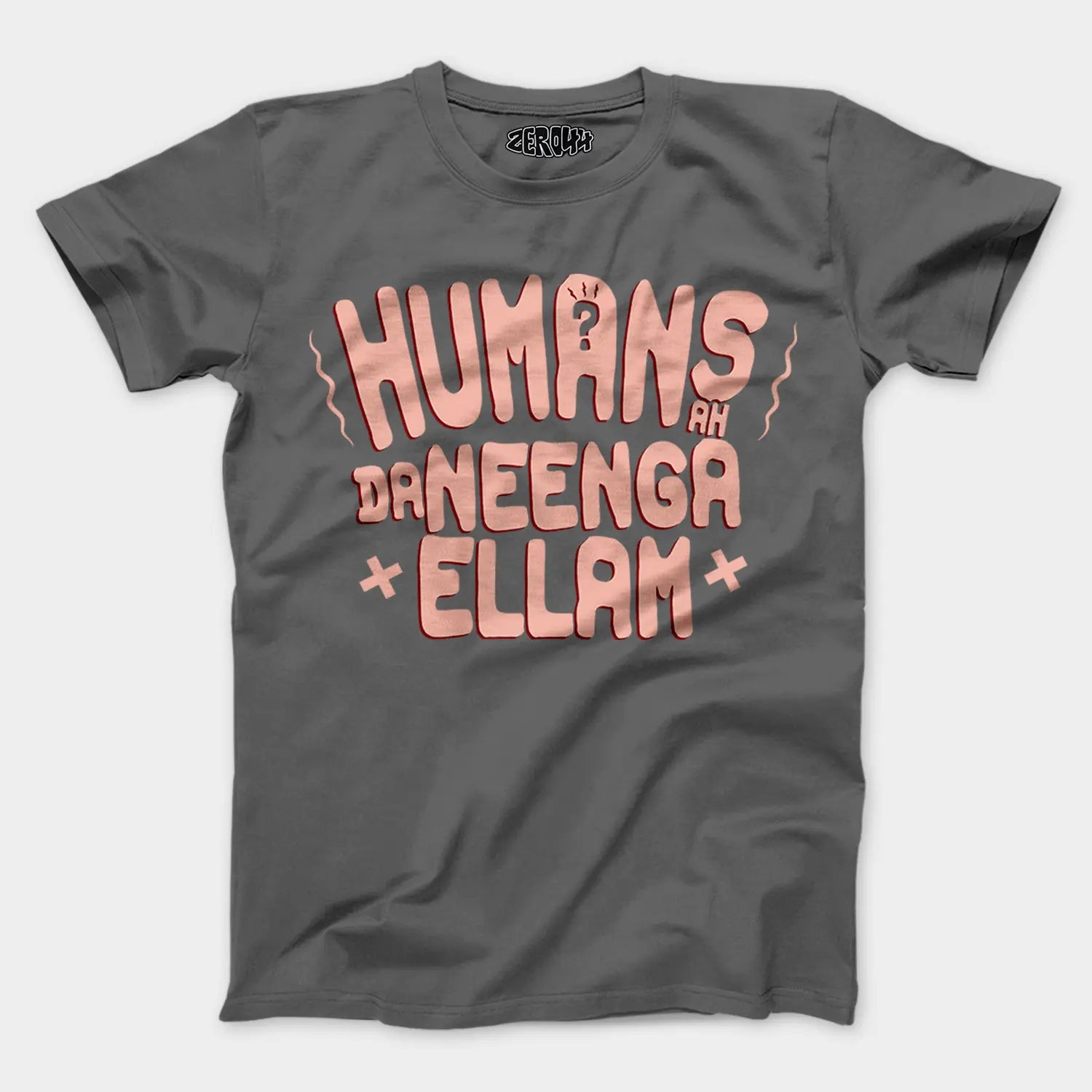 Humans Ah Da Neenga Ellam? Men/Unisex T-Shirt in Charcoal Melange Color