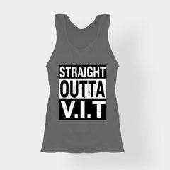Straight Outta Vit Women's Tank Top in Charcoal Melange Color
