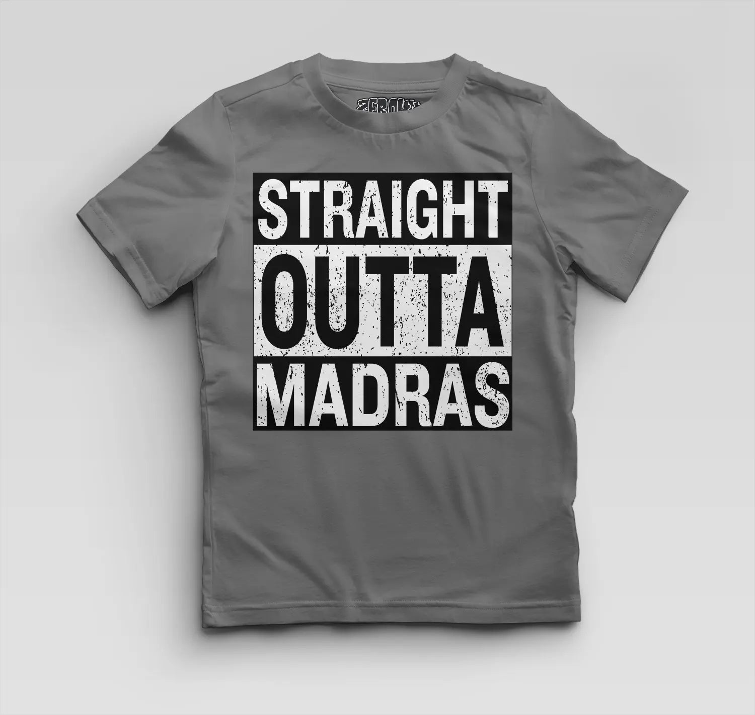 Straight Outta Madras Boys Round Neck T-Shirt in Charcoal Melange Color
