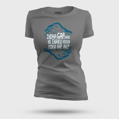Indha Gap Dhan Ne Enaku Vekka Pora Aap Ah? Women's T-Shirt in Charcoal Melange Color