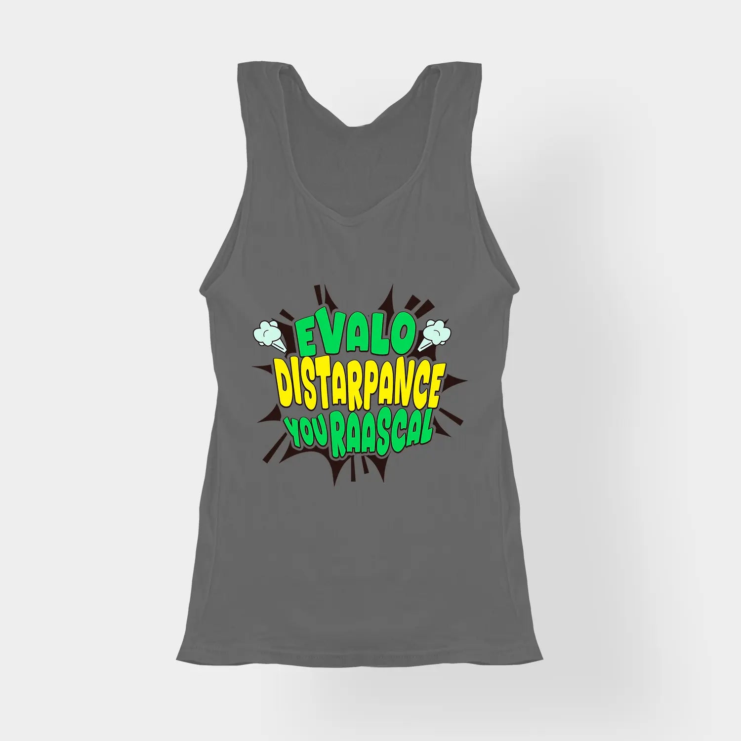 Evalo Distarpance You Raascal Women's Tank Top in Charcoal Melange Color