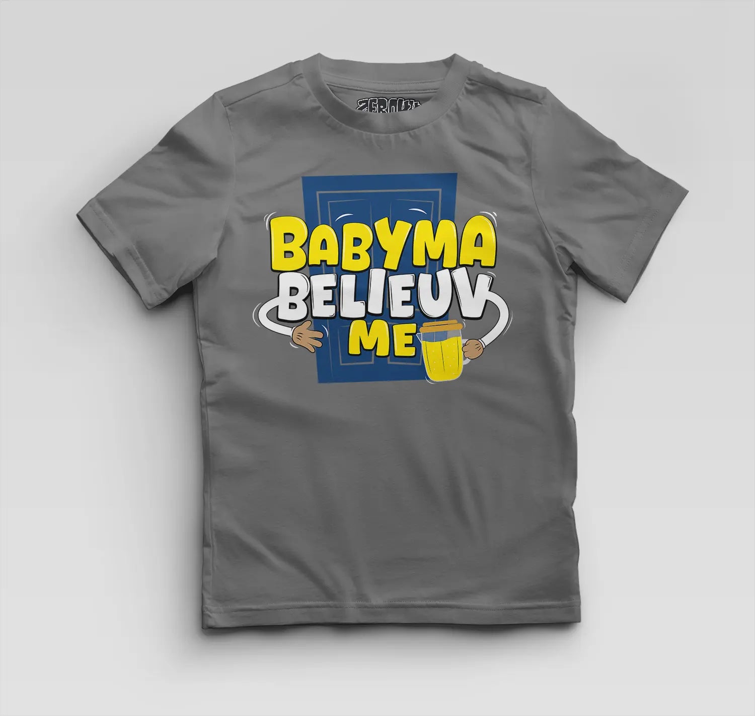 Babyma Belieuv Me Boys Round Neck T-Shirt in Charcoal Melange Color