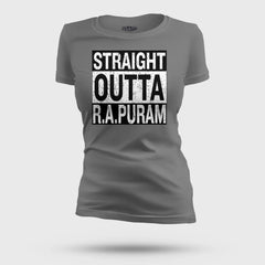 Straight Outta R.a Puram Women's T-Shirt in Charcoal Melange Color