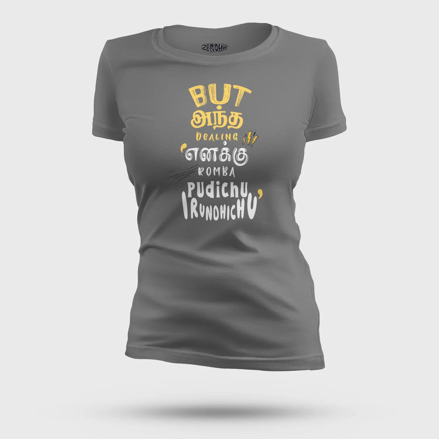 But Antha Dealing Enaku Romba Pudichu Irundhichu Women's T-Shirt in Charcoal Melange Color